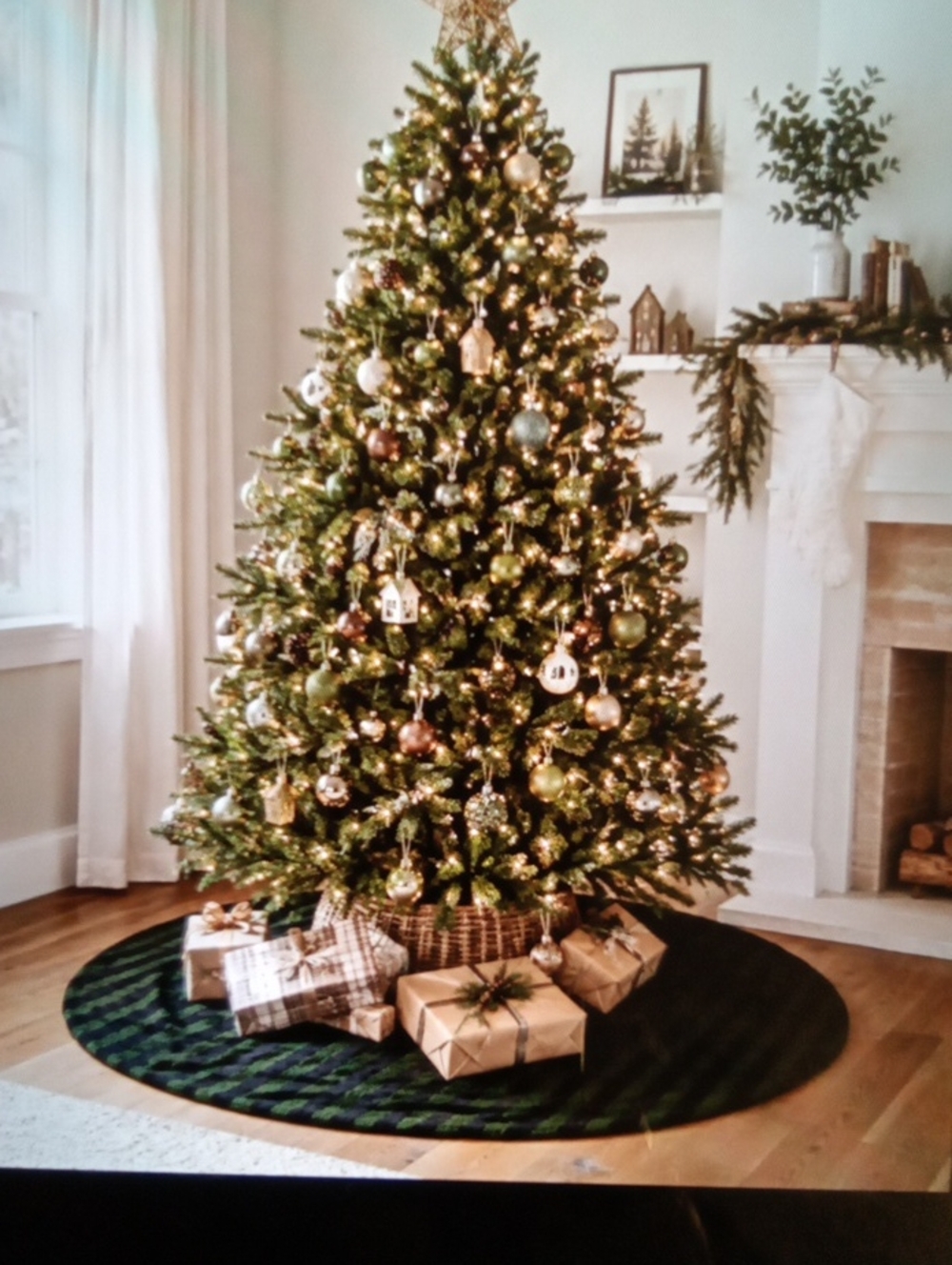 Hearth & Hand with Magnolia Green Plaid Tree Skirt Linen Blend 52" Holidays